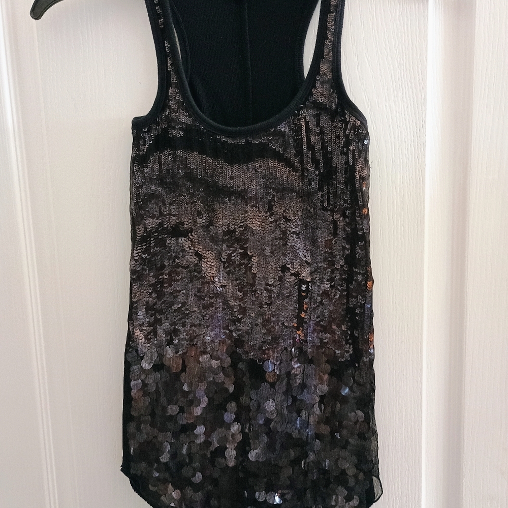 Guess Black Sequin Tank Top Size XS